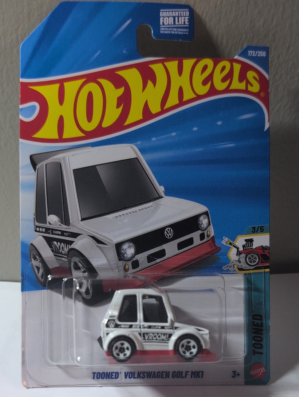 Hot Wheels Tooned Volkswagen Golf MK1 White Mattel NEW Ships Secure In Box